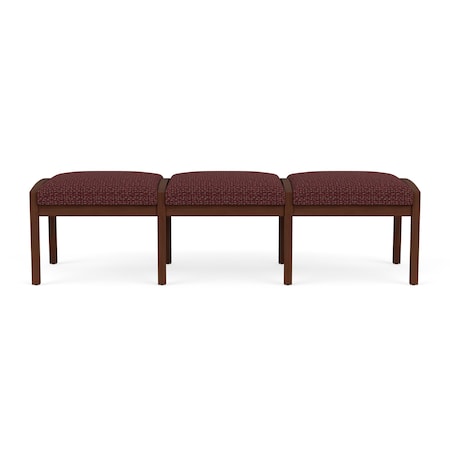 Lenox Wood 3 Seat Bench Wood Frame, Walnut, RF Nebbiolo Upholstery